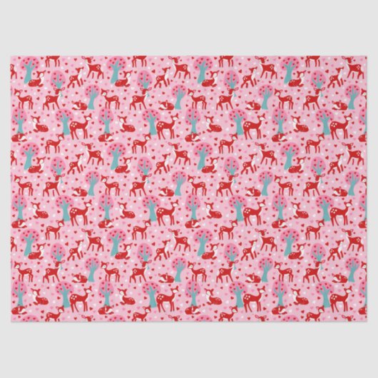 Papier Mousseline Je T'Aime Cher Valentines Day Deer Patternes (Recto)