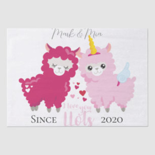 Papier Mousseline Je T'Aime Llots Lama Cadeau Personnalisé Lui Elle
