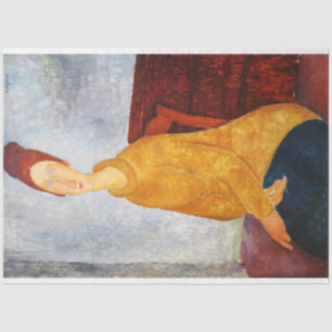 Papier Mousseline Jeanne Hebuterne en Sweat Jaune, Modigliani