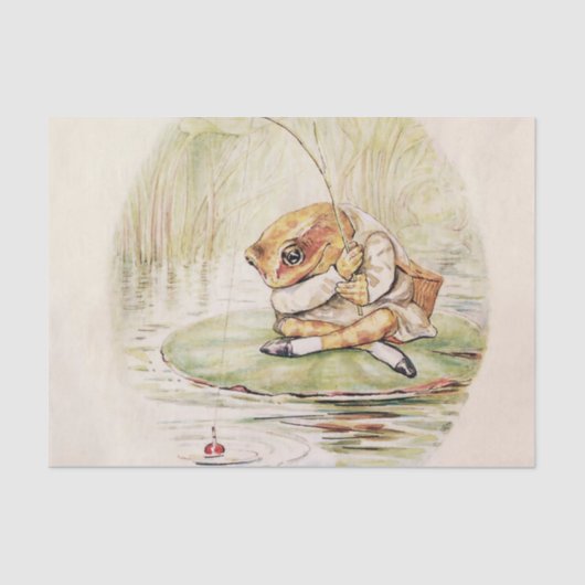 Papier Mousseline "Jeremy Fisher sur une Lilypad" par Beatrix Potter (Recto)