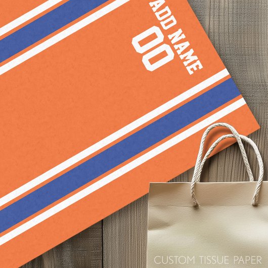 Papier Mousseline Jersey de sport personnalisé orange et bleu