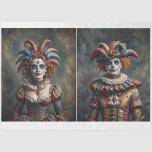 Papier Mousseline Jester Couple - 2 Designs - Découpage - (Recto)