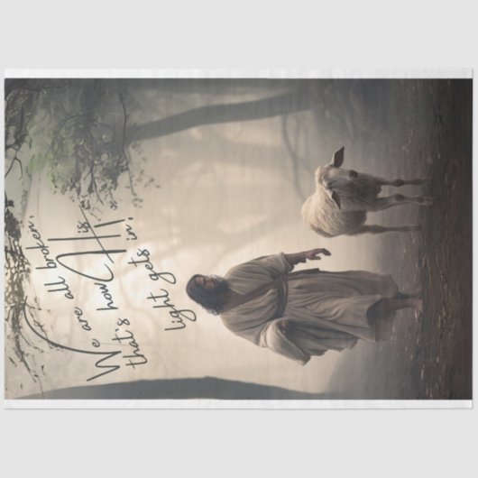 Papier Mousseline Jésus Nous sommes tous brisés Découpage Tissu Papi (Recto)