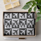 Papier Mousseline Jets d'aviation blanc noir géométrique (Cadeau)