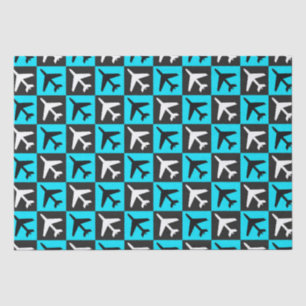 Papier Mousseline Jets d'aviation bleu géométrique