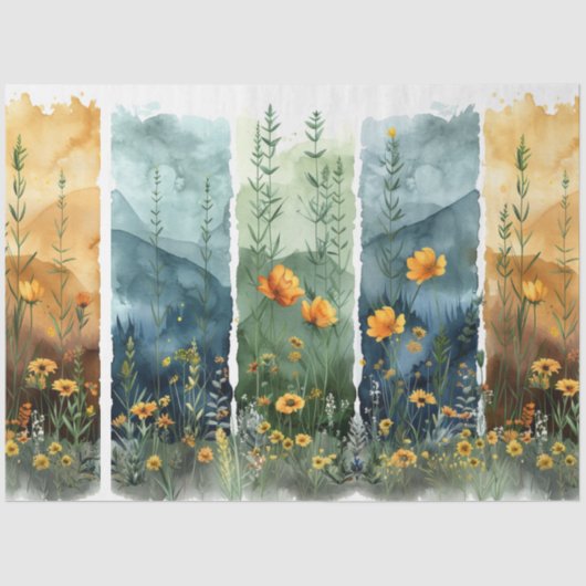 Papier Mousseline Jeu D'Aquarelles De Découpage De 4 Flores (Recto)