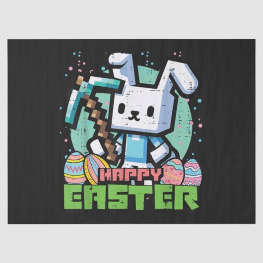 Papier Mousseline Jeu de pixels de lapin de Pâques heureux  (Recto)