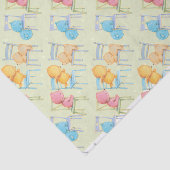 Papier Mousseline Jeu d'ours bleus, roses, jaunes, et Brown (Détail)