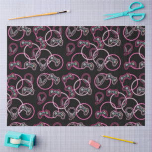 Papier Mousseline Jeu vidéo Neon Rose Girls Motif