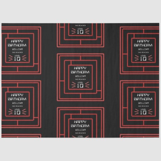 Papier Mousseline Jeu vidéo Retro Arcade Neon Anniversaire de enfant (Recto)