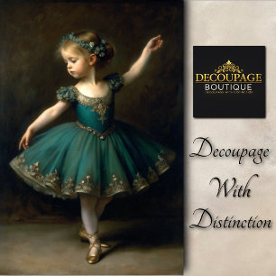 Papier Mousseline Jeune ballerine vintage en découpage sarcelle