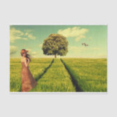 Papier Mousseline Jeune fille dans un champ (Recto)