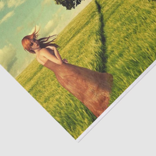 Papier Mousseline Jeune fille dans un champ (Détail)