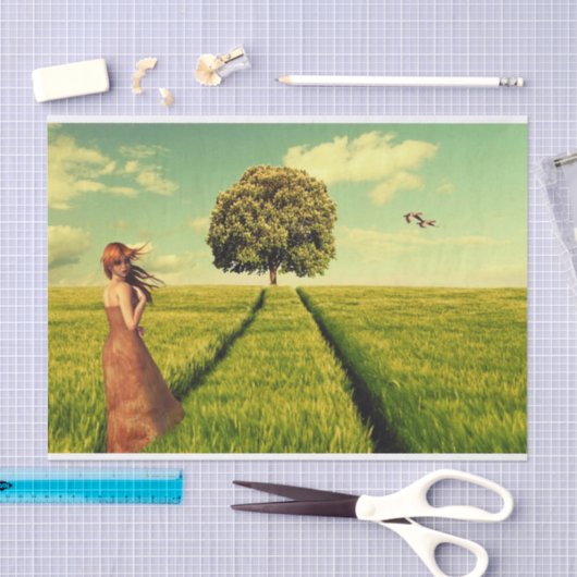 Papier Mousseline Jeune fille dans un champ (Artisanat)