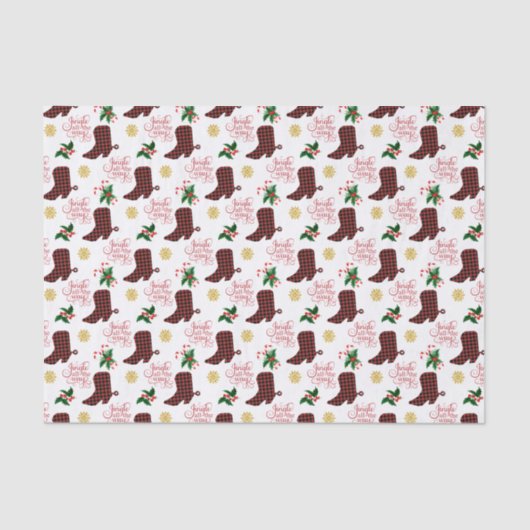 Papier Mousseline Jingle All Way Cowboy Boot Christmas (Recto)