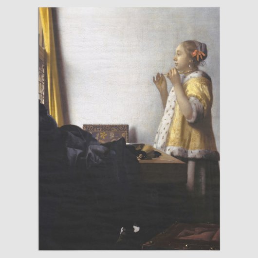 Papier Mousseline Johannes Vermeer - Jeune femme avec collier perle