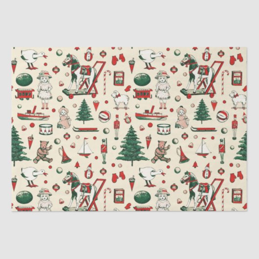 Papier Mousseline Joie Jouets Vintages Noël Arbre Cheval (Recto)