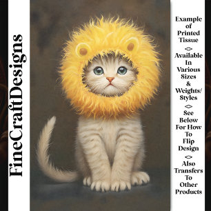 Papier Mousseline Joli Adorable Chaton + Crinière de Lion AK5 Découp