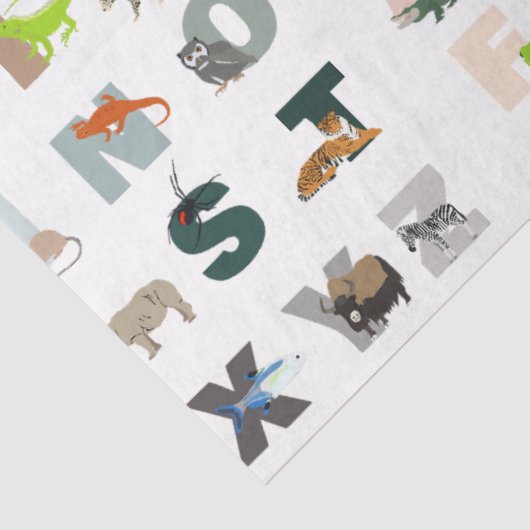 Papier Mousseline Joli Alphabet ABC Animaux (Détail)