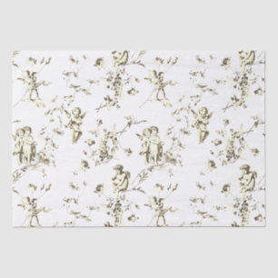Papier Mousseline Joli Angels Cupides Vintages Floral Beige