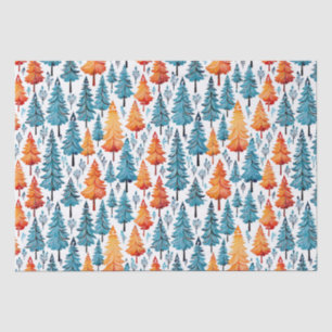 Papier Mousseline Joli Aquarelle Arbres de Noël