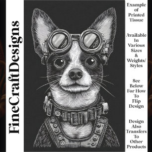 Papier Mousseline Joli Black & Blanc Steampunk Puppy T7 Découpage