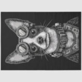 Papier Mousseline Joli Black & Blanc Steampunk Puppy T7 Découpage (Recto)