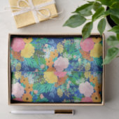 Papier Mousseline Joli bleu rose Fleurs Boho Design (Cadeau)