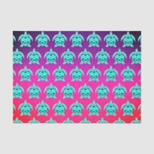 Papier Mousseline Joli bleu vert turquoise turquoise tortues motif