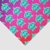 Papier Mousseline Joli bleu vert turquoise turquoise tortues motif (Détail)