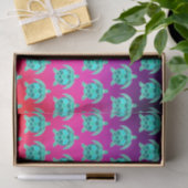 Papier Mousseline Joli bleu vert turquoise turquoise tortues motif (Cadeau)
