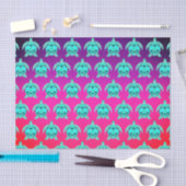 Papier Mousseline Joli bleu vert turquoise turquoise tortues motif (Artisanat)