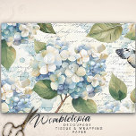 Papier Mousseline Joli Blue Hydrangea Ephemera Script Découpage<br><div class="desc">Découvrez une touche de beauté classique avec notre Vintage Watercolor Hydrangea Blue & papillon Decoupage Tissue Paper. Cette pièce exquise est une ode à la grâce du charme de l'ancien : - 💐 Des hydrangées d'aquarelle captivantes, rendues dans un étonnant dégradé de bleus et de blanc - 📜 Écriture vieillie...</div>