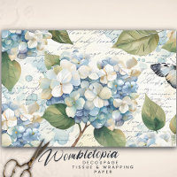 Joli Blue Hydrangea Ephemera Script Découpage