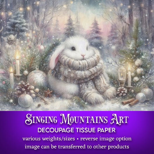 Papier Mousseline Joli Bunny Winter Wonderland Découpage