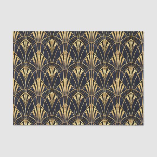 Papier Mousseline Joli carrelage motif d'or noir (Recto)