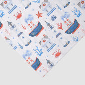 Papier Mousseline joli carrelage plage phare mix motif (Détail)