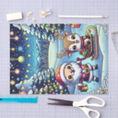 Papier Mousseline Joli Cartoon Père Noël et Reindeer Noël (Artisanat)