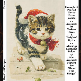 Papier Mousseline Joli Chapeau de Noël de Chat Tigré Rétro EA8R Déco