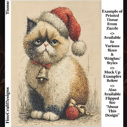 Papier Mousseline Joli Chat de Noël Grincheux Découpe EB1R