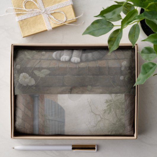 Papier Mousseline Joli chat Kitty Grey (Cadeau)