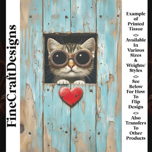 Papier Mousseline Joli Chat Roux Steampunk qui Épie AP5 Découpage