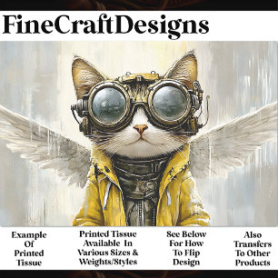 Papier Mousseline Joli Chat Steampunk Avec des Ailes, Rain AX9 Décou