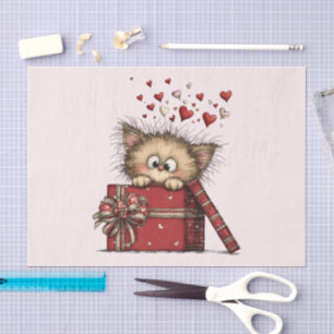 Papier Mousseline Joli chaton de dessin animé dans une boîte avec de