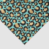 Papier Mousseline Joli Cheetah Imprimer Turquoise et noir d'or (Détail)