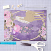Papier Mousseline Joli cheval Palomino rose et violet Fleurs (Artisanat)