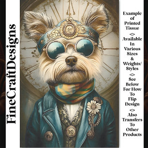 Papier Mousseline Joli Chien Steampunk Avec Lunettes, Écharpe BH6 Dé