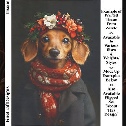 Papier Mousseline Joli chien teckel en écharpe de fête ED9L découpag