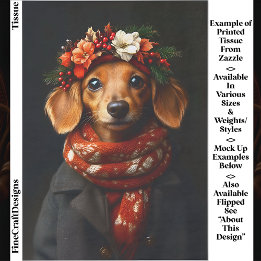 Papier Mousseline Joli chien teckel en foulard de fête ED9R découpag