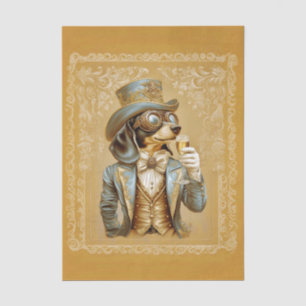 Papier Mousseline Joli chien teckel steampunk, découpage FS1R en ver